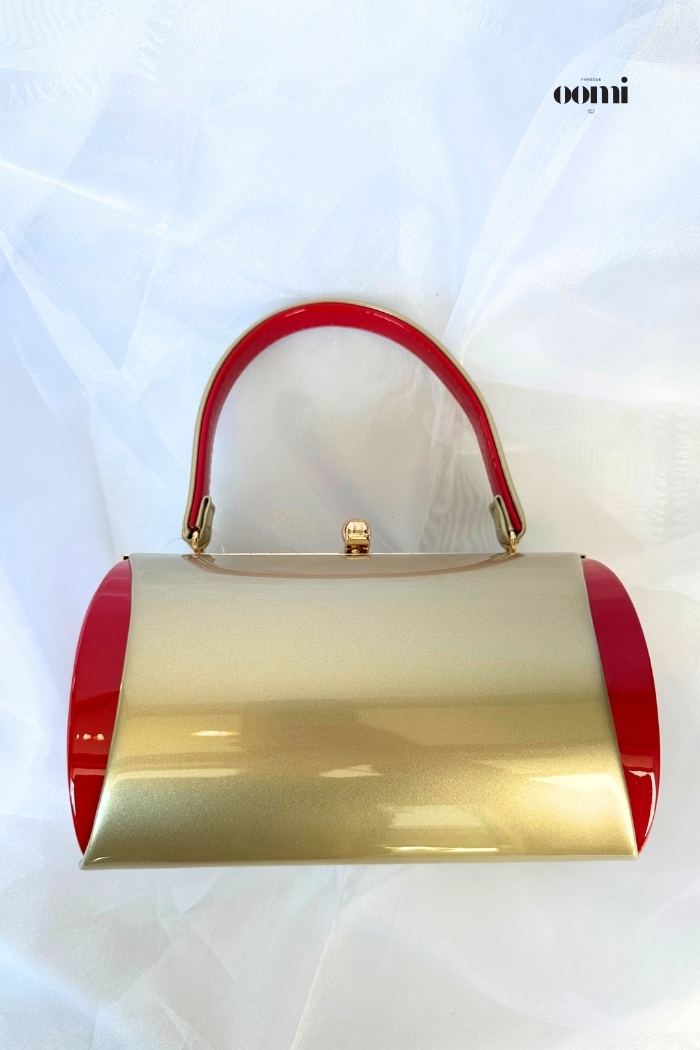シンプルゴールド×レッド 草履バッグセット